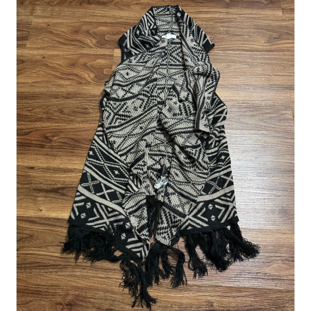 Jack Drape Front Cardigan Open Sleeveless Boho Hippie Vest Hinge Acrylic Women X